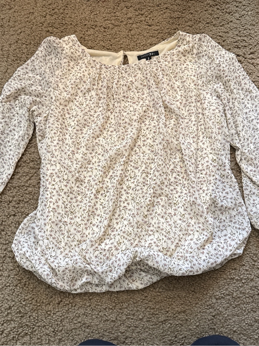 Papermoon Cream Blouse with Brown Floral Print